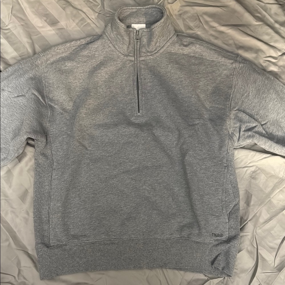 TNA Heather Gray Zip-Up Sweater
